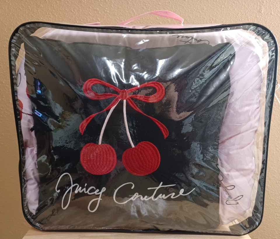 Juicy Couture Pink with Red Cherries &Polka Dot &Logos 4 pc QUEEN Comforter Set - Image 3 of 4