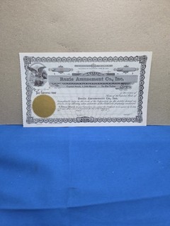 Roxie Amusement Co. Inc State California Capitol Stock Certificate USA 1939