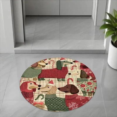 100*100cm 1 Flannel Floor Mat, Christmas Handmade Gift Market Theme, Christmas E