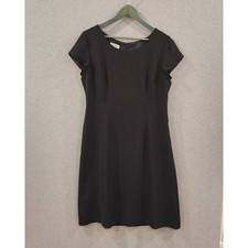 Vintage Y2K Talbots Midi Dress Black Career LBD Little Black Dress 14 Lined
