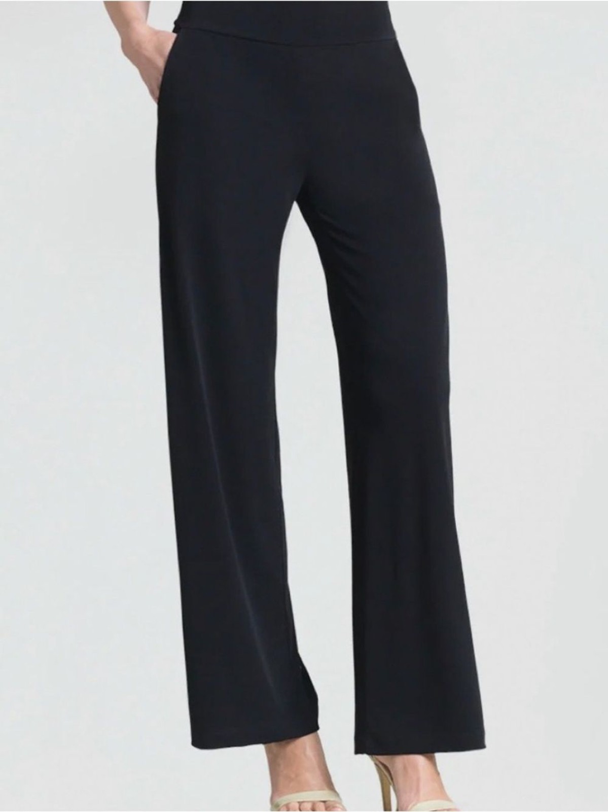 Clara Sun Woo Black Pull On Straight Leg Rayon Blend Trousers Size Medium