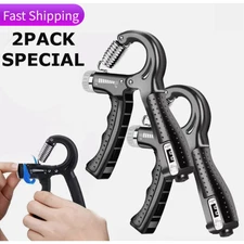 2 Hand Grip Strengthener Power Trainer Gripper Strength Adjustable Gym Exerciser