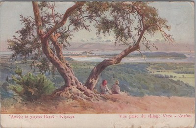 View From Village Vyro Corfu Greece Ionian Islands Coastal Bay Postcard