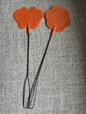 Vtg Fly Swatter Orange Flower Butterfly Pattern Metal Twisted Wire Handle MCM
