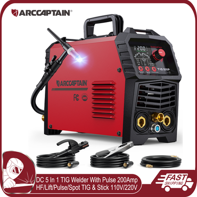 #ad ARCCAPTAIN 5 In 1 TIG Welder with Pulse 200A DC 110V 220V Dual Voltage LED 2T 4T $209.99