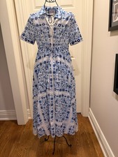 Tory Burch Printed Cotton Shirtdress Pale Blu...