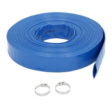 Discharge Hose Lay Flat Hose 1-1/2" x 100' PVC Backwash Drain Hose With Clamp