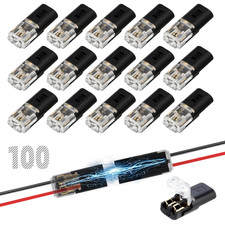 100Pcs Double Wire Plug in Connector, 2-Pin Low Voltage Wire Connectors with Loc