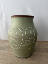 Denby Stoneware Large Vase Green Pottery Jardiniere Plant Pot 26cm England
