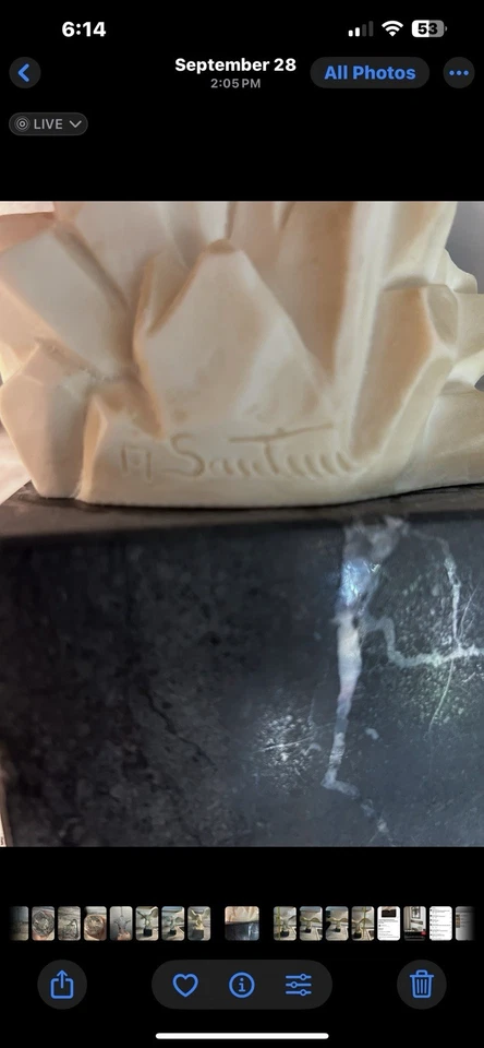 A. SANTINI Large Alablaster eagle Sculpture Signed On Marble Base Made In Italy - Image 3 of 4