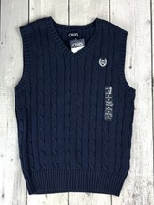CHAPS Boys Navy Blue Sweater Vest Size M 10-12 NWT 0171