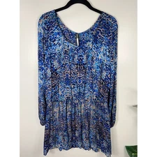 Plenty by Tracey Reece Fly Away Shift Blue Spotted Ombre Mini Dress Small 4 / 6