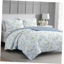  Full Size Quilt Bedding Set - 3 Piece, Soft Washed Queen Maribel Floral Vine