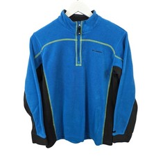 Columbia Youth Fleece Quarter Zip Pullover Jacket Blue Green Size 14/16  A198