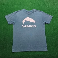 Simms Tshirt Mens Large Teal Fishing Products Firehole Yellowstone National Park