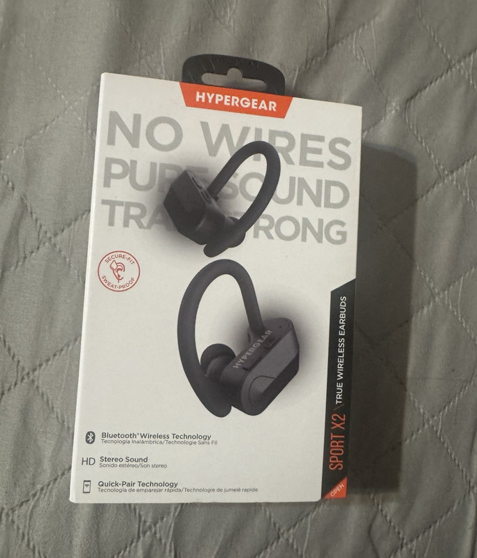 HyperGear Sport X2 True Wireless Bluetooth Ear-Hook Earbuds Black Mic Calls