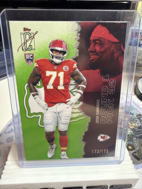 Topps Signature Class Josh Simmons RC Green /175 Rookie Chiefs #186