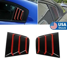 Glossy Black & Red Side Vent Rear Window Quarter Louver For 11-21 Dodge Charger