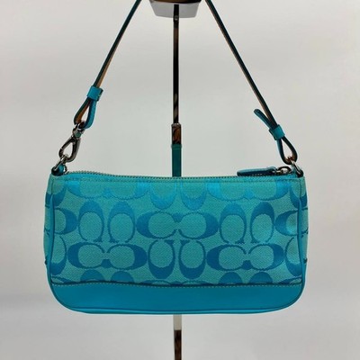 Coach Signature Demi mini Pouch Hand Bag Canvas Leather All Light