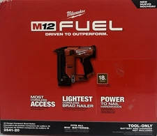 Milwaukee 2541-20 M12 FUEL 12V 18 Gauge Compact Brad Nailer  Bare Tool NEW BOX
