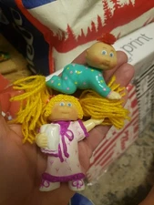 2 Vtg 1985 Cabbage Patch Kids BABY FIGURE Girl CPK PVC Figure 2.75" Ginger Blond