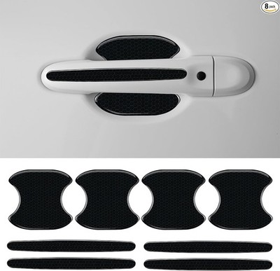 8PCS Car Door Handle Cup Scratch Protector Reflective Stickers, A Color: Black