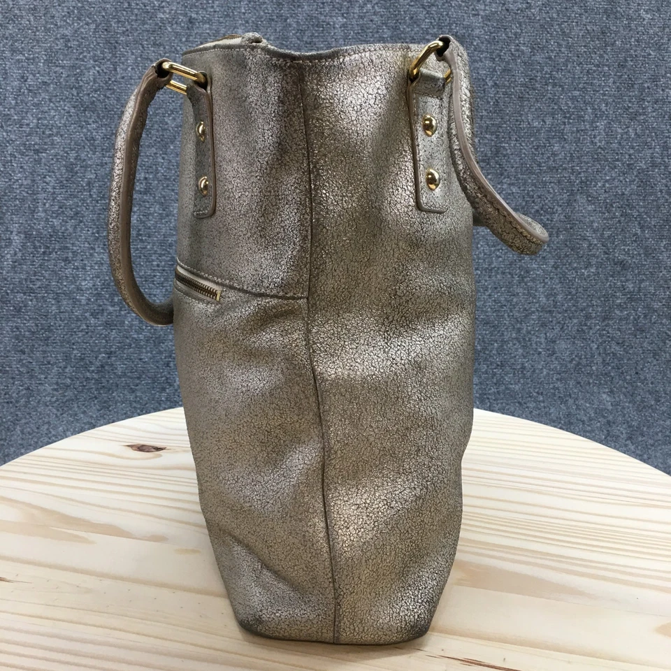 J.Crew Bolso de Mano Metálico Cartera de Hombro Mujer Cuero Plateado Asa Superior Informal Foto 3 de 4