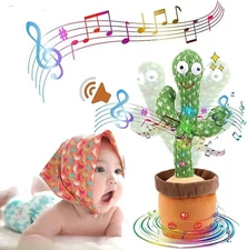 Dancing Cactus Repeat Talk Sing Glow Interactive Plush Toy for Kids.