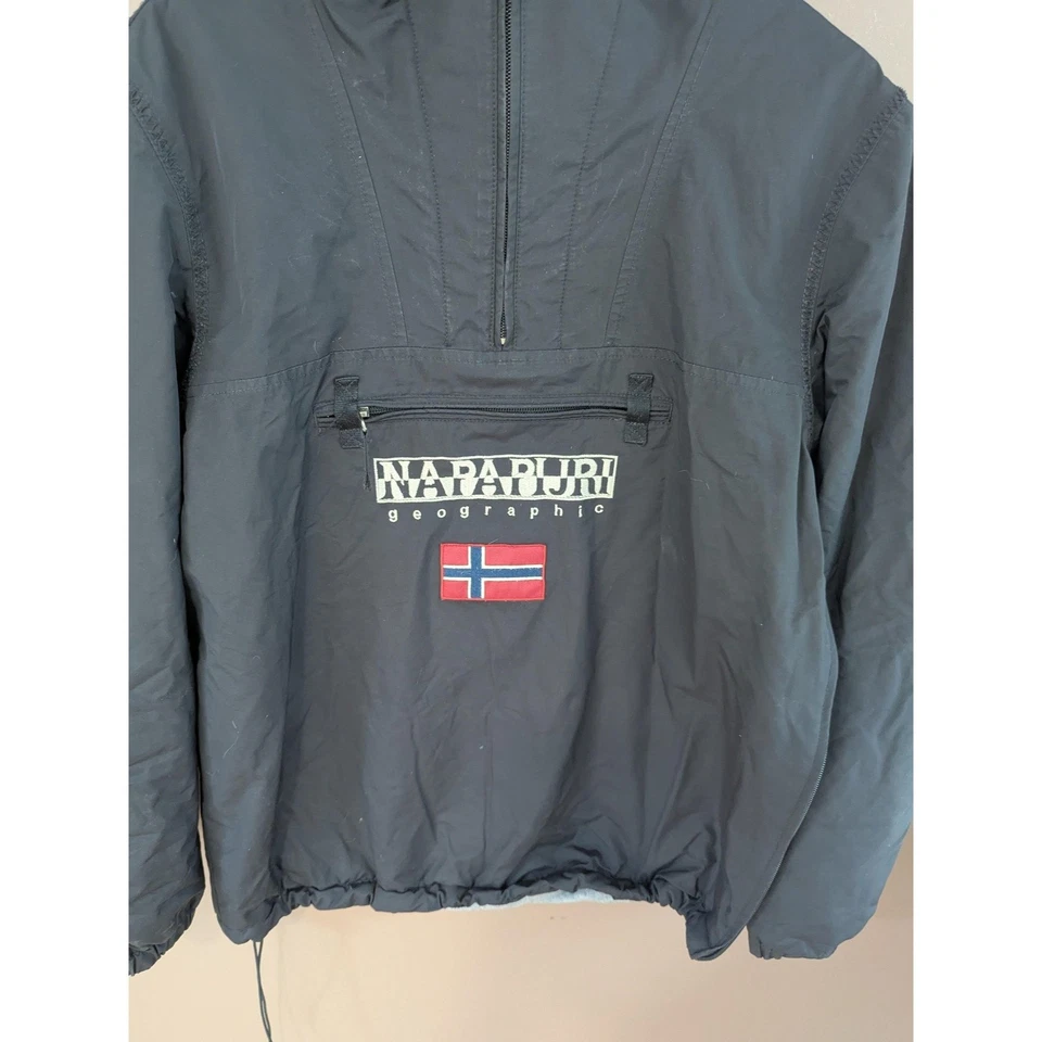 Napapijri Rainforest Winter Jacket Mens Medium Black Anorak Fleece Lined Hooded - Image 2 of 4