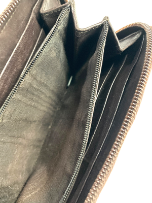 PRADA VINTAGE TRIANGLE LOGO QUILTING NYLON ZIP AROUND LONG WALLET