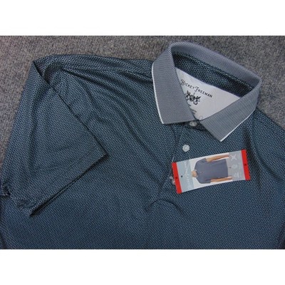 Hickey Freeman Shirt Mens Med Golf Polo Blue Geometric Print Short Sleeve