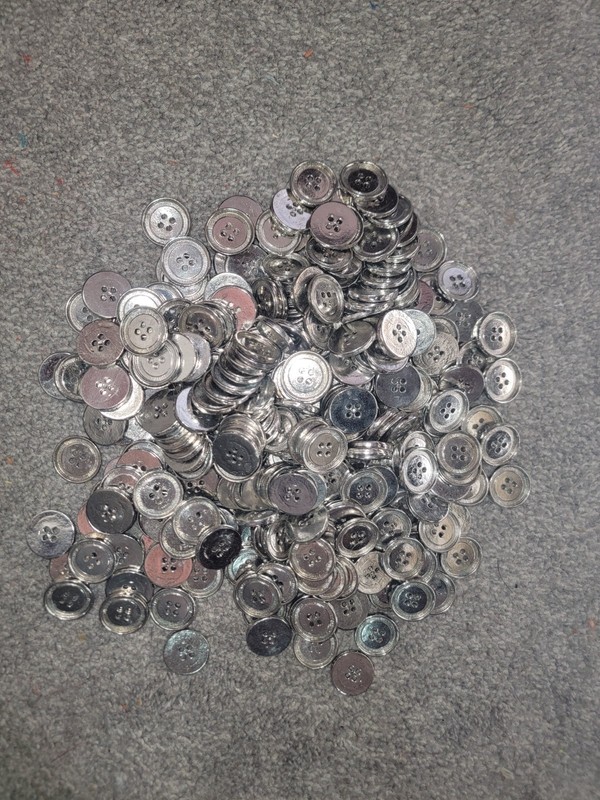 Metal Buttons 1 - Lot 300+ pcs, Vintage 1970s , 4- hole, 23mm, 29/32 of an inch