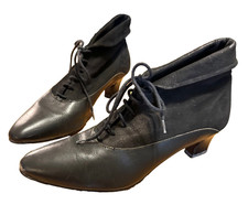 VTG Goth 80's/90's Black Leather PREMIER Heeled Booties,SZ 7 Neo-Victorian Shoes