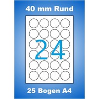 600 Runde 40Mm Aufkleber 25 Blatt A4 Etiketten Rund Etikett Weiß 40X40 Drucken