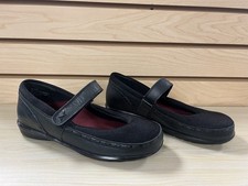 NWOB Aetrex Berries Mary Jane Womens Sz 6 W Black Leather Neoprene COMFORT
