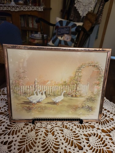 Andres Orpinas Signed Framed Geese Garden Print, Landscape Paper - Single