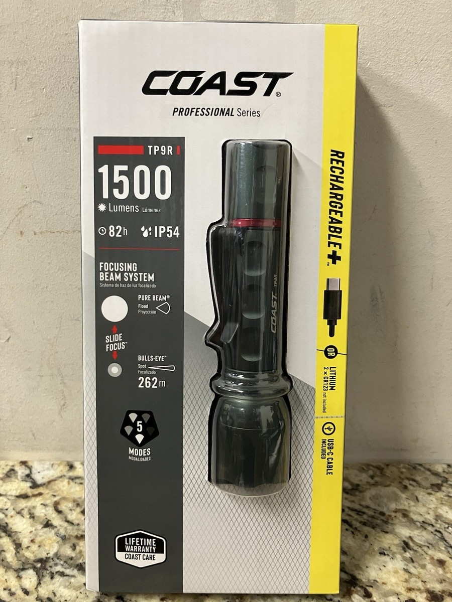 coast tp9r rechargeable flashlight XP9R 1200 Lumen USB-C RECHARGEABLE-DUAL POWER LED With PURE BEAM SLIDE FOCUS And Top Grade Aluminum Build Pack bold lighting power wherever work takes you COAST: Innovative LED Flashlights and