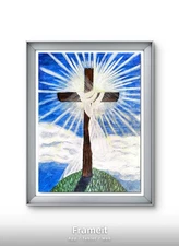 Original, OOAK, Signed 12 x 16 Acrylic Painting on Canvas Cross on a Hill