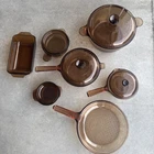 Vision Ware Vintage Corning Pyrex Amber Glass Cookware 12 Piece Set USA