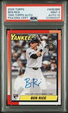 2025 Topps BEN RICE 90B2bri RC 1990 Topps AUTO PSA 9 & DNA 10