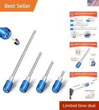 Impact Bit Holder Extension Set: 4 Chrome Vanadium Steel Sizes for Versatile Use