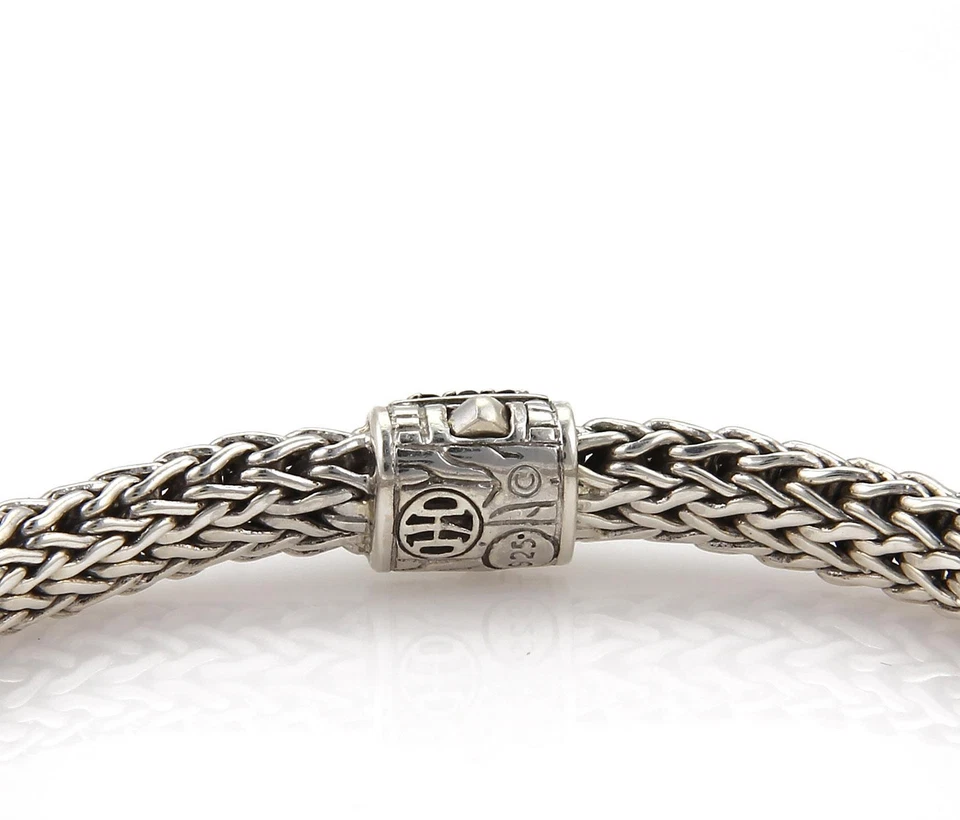 Brazalete de eslabones tejidos John Hardy zafiro negro plata de ley 6,5 mm Foto 3 de 4