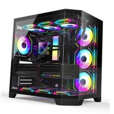 OV303 ATX Mid-Tower PC Case, Pre-Installed 4 x 120mm Prism ARGB PWM Black