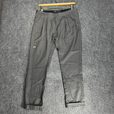 Maison Scotch Pants Womens 2 Dress Gray Stretch Straight Leg Cuffed Trouser