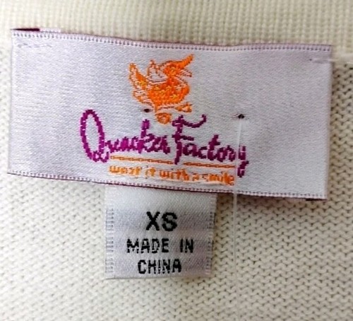 Quacker Factory Snowflake Sweater XS Cream V-Neck Rhinestone & Pearl Embellished - Picture 8 of 10