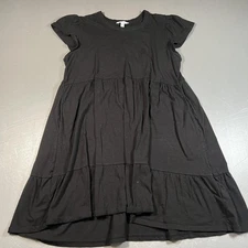 Time and Tru Dress Womens Medium Black Short Sleeve Tiered Casual Babydoll Style