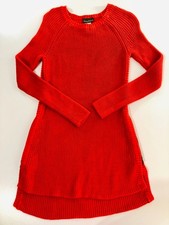 Tommy Bahama Women Sweater Dress Orange Sz S Long Sleeve Ribbed Knit Knee Length
