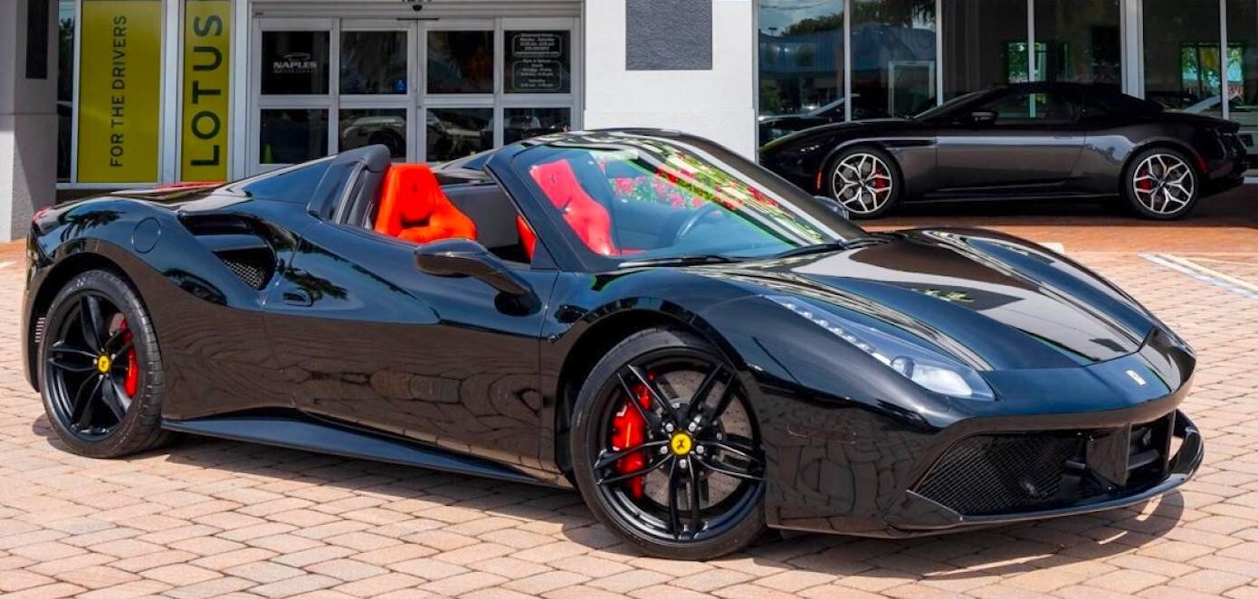 SET Black Factory Ferrari 488 Forged Wheels Tires TPMS Genuine OEM GTB Pista 458