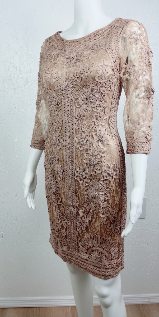 Sue Wong Nocturne 3/4 Sleeve Lace Cocktail Sheath Dress