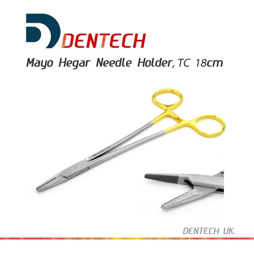 MAYO HEGAR NEEDLE HOLDER FORCEPS 18cm DENTAL SURGICAL SUTURING INSTRUMENT TC CE - Picture 2 of 3